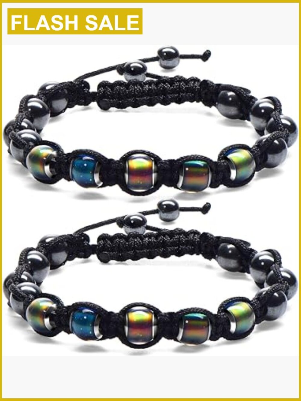 Mood Changing Bracelets Women 2 Pack Thermochromic Beads Adjustable Knot